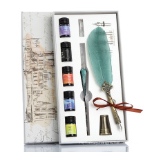High Quality Creative Vintage Quill Pen Glass Colored Ink Starry Sky Dipping Pen Set